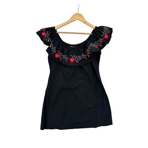 Reaction Kenneth Cole Top‎ Blouse Womens Size M Boho Peasant Festival Floral